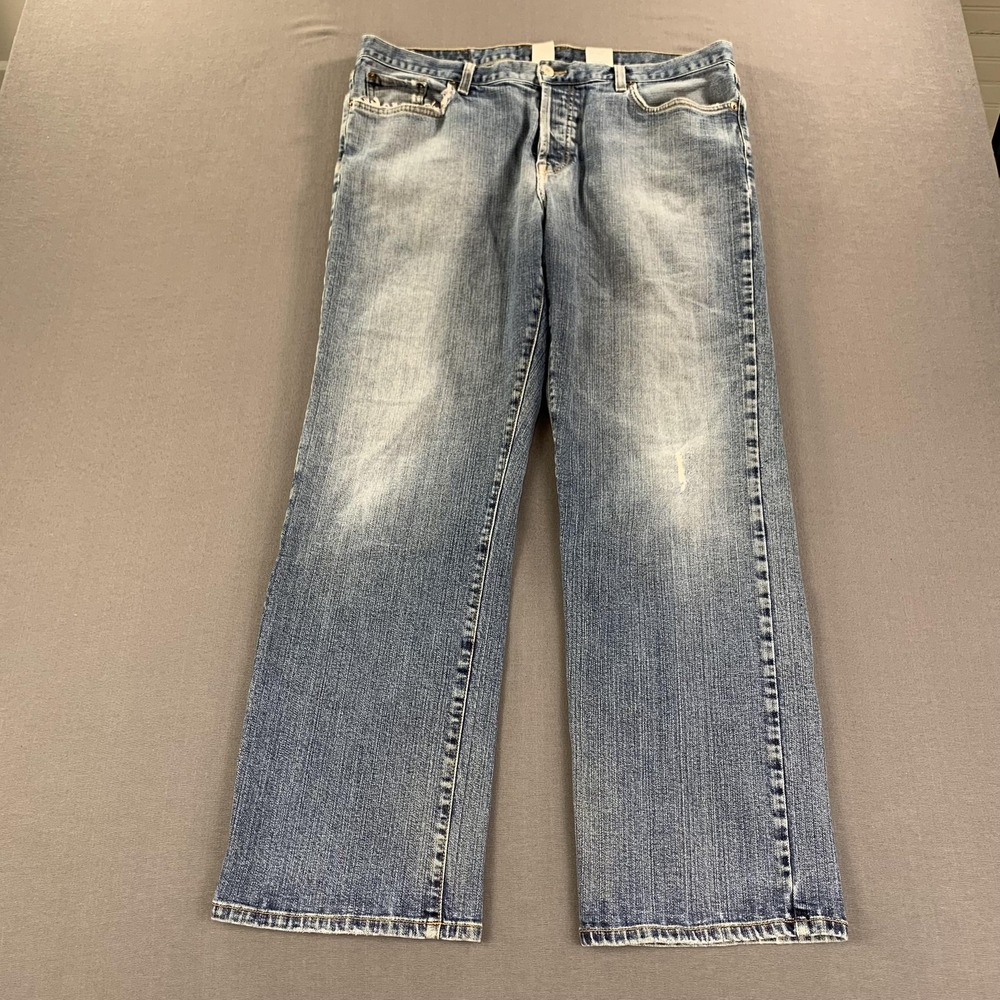 Lucky Brand Dungarees Jeans Mens 38x29 Blue Straight Leg Button Fly USA Made - Picture 4 of 16